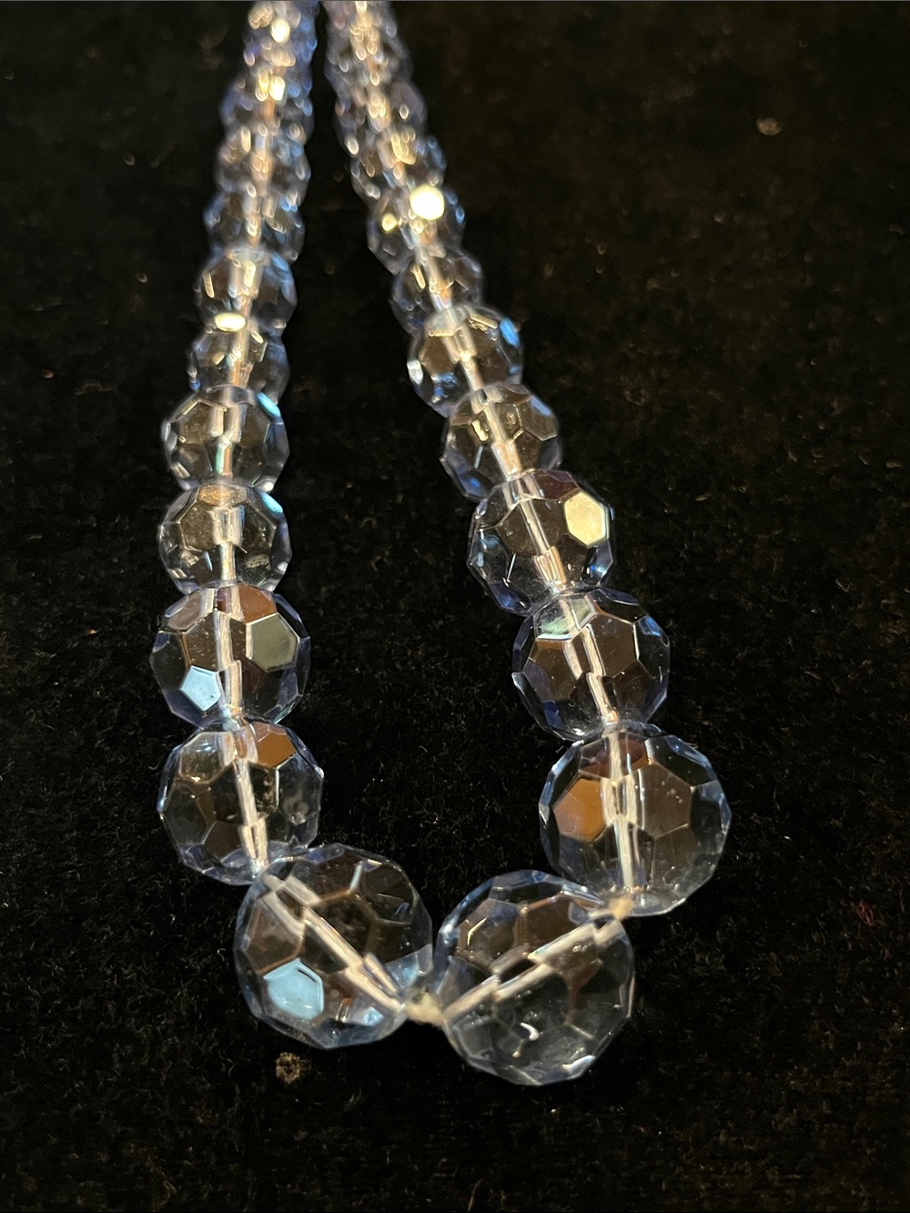 Vintage Crystal Bead Necklace - Clear/Aqua - Picture 2 of 5